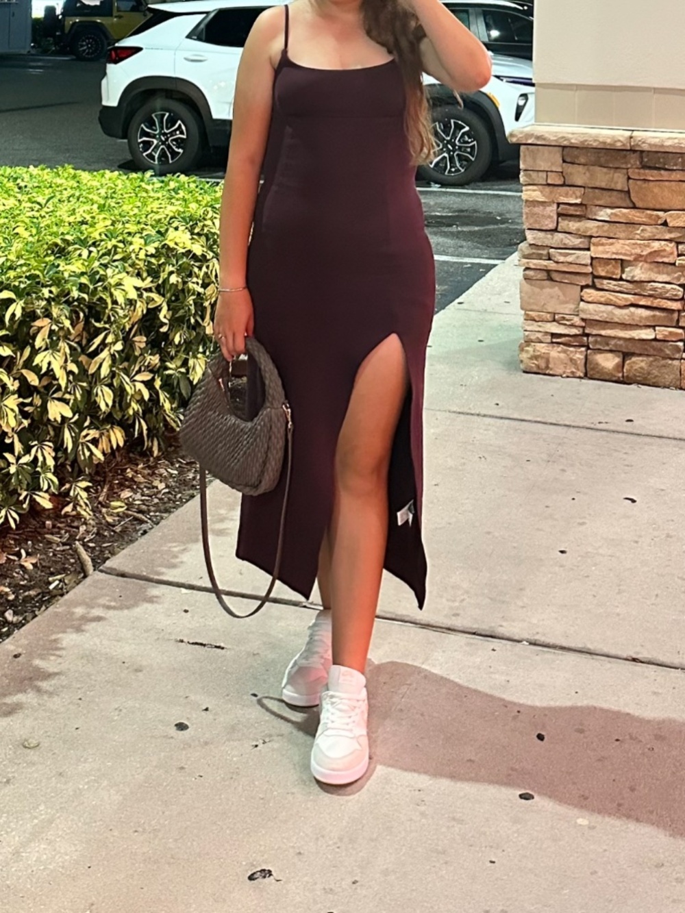 NWT ZARA Burgundy Spaghetti Strap Midi Dress